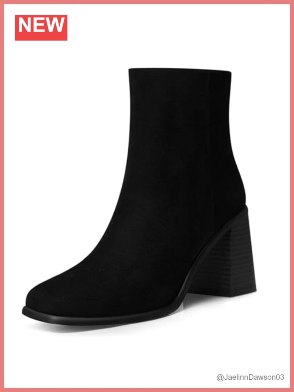 Women's Chunky Heel Ankle Boots Faux Leather Zip Booties